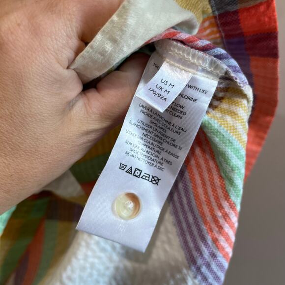 UO Madras Grid Plaid Seersucker Button-Down Shirt Size M - Picture 5 of 12